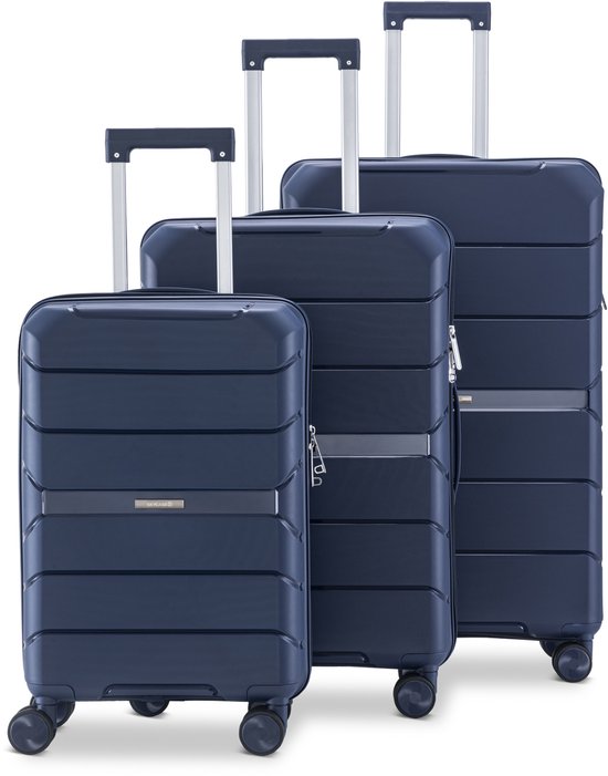 SC Urban Adventurer - Kofferset - 3-teilig - Zahlenschloss - 232L - Spinnerrollen - Reisekoffer mit Kofferschloss - Leichtgewicht - Dunkelblau