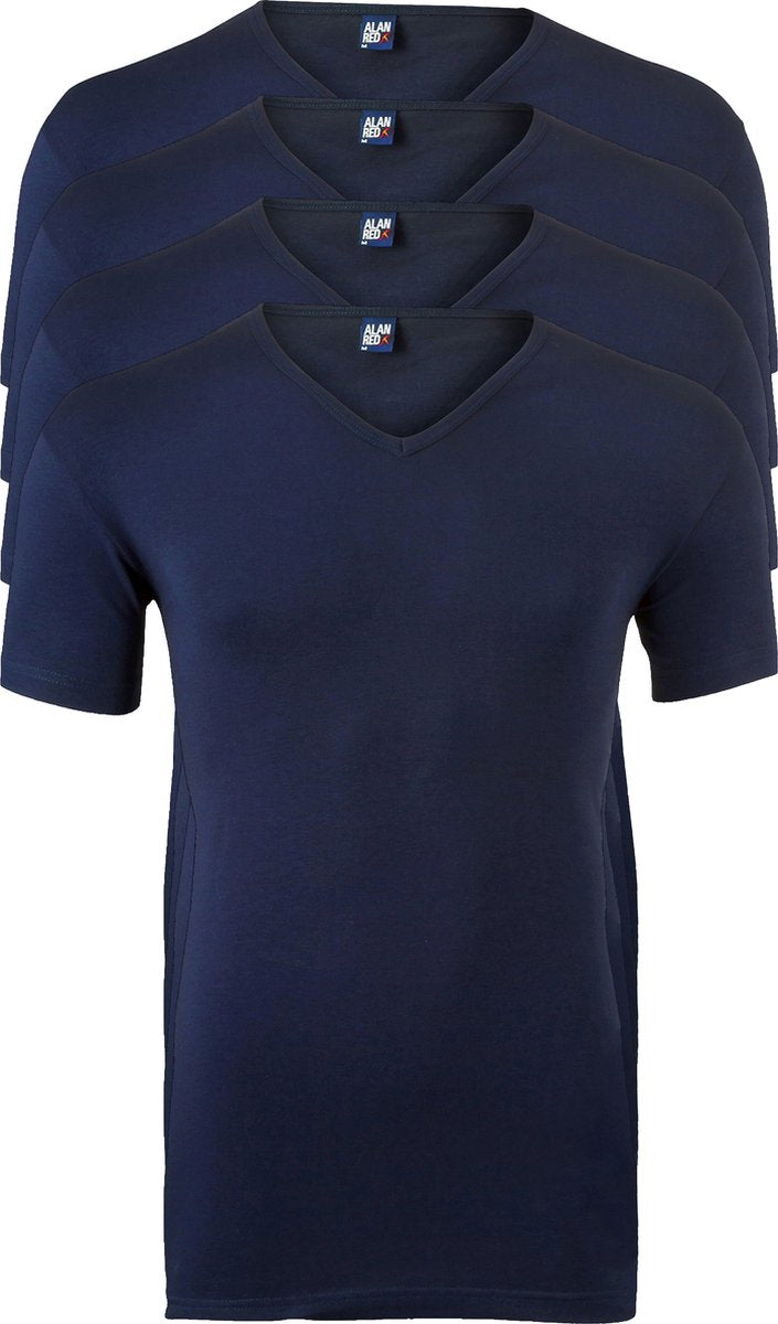 ALAN RED T-shirts Oklahoma (4er-Pack) - V-Ausschnitt Stretch - Größe S - Navy