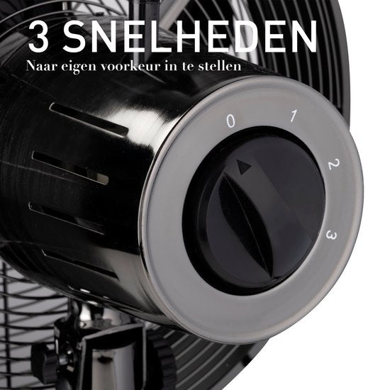 Lifetime Air Tischventilator - 230V - Tischventilator 30CM - 3 Geschwindigkeiten - Oszillationsfunktion - Neigbar - Schwarz