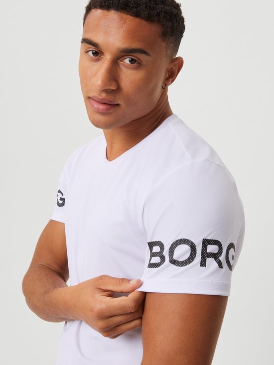Björn Borg Sportshirt für Herren, kurze Ärmel – Weiß – Recyceltes Polyester – Größe L