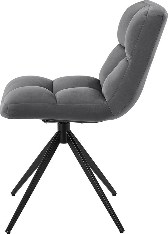Esszimmerstuhl / Drehstuhl Dallas - 2er-Set - Dunkelgrau - Metallgestell