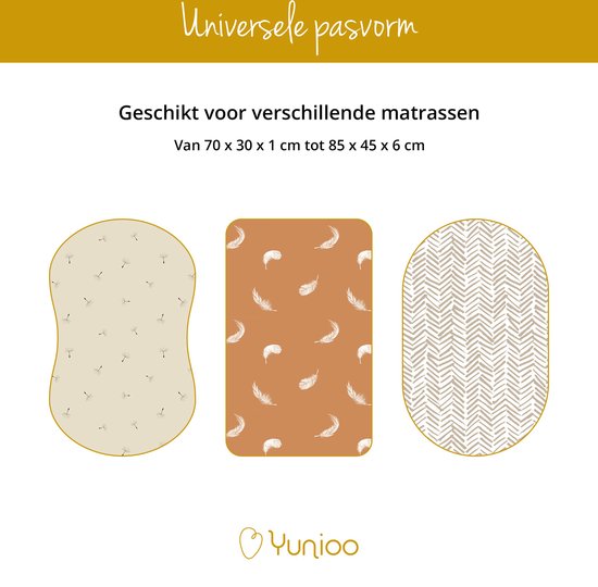 Yunioo® Universal Wiegenlaken Set │ Spannbetttuch Baby für Kinderwagen, Wickelkorb und Moseskorb │ Wickelauflagebezug │ Umstandsgeschenk Babyparty │ 3er-Pack │40x80 cm elastisch