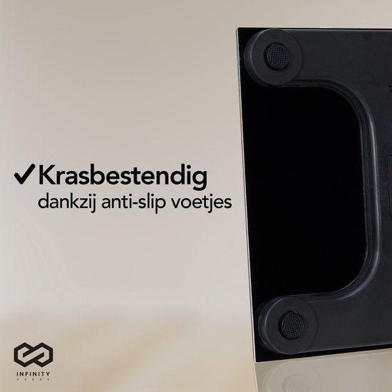 Infinity Goods Digitale Personenwaage mit App - Intelligente Waage mit Körperanalyse - Schwarz