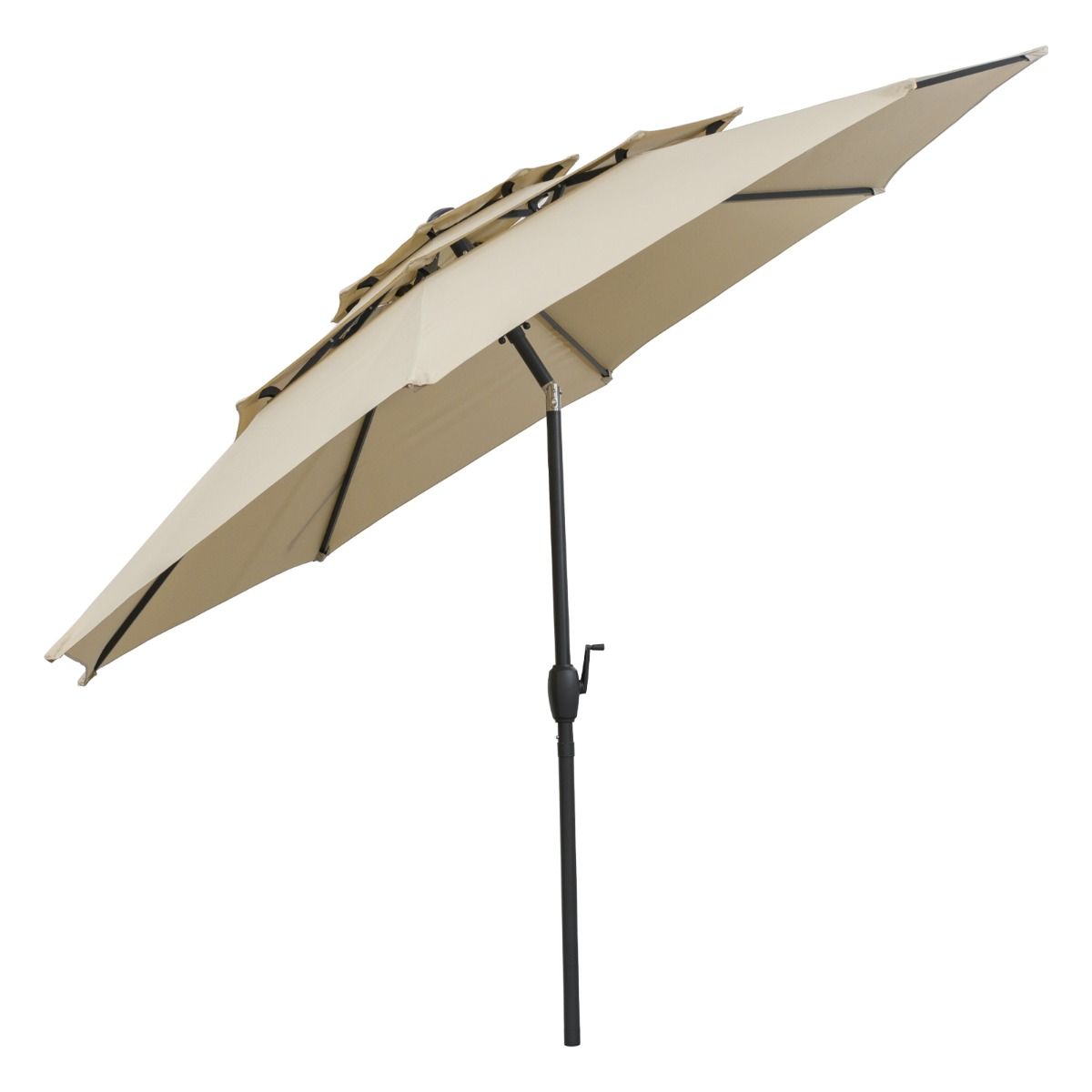 Coast Tischsonnenschirm – 3-lagig, belüftet – Neigbar mit Handkurbel – 300 cm Durchmesser – Beige