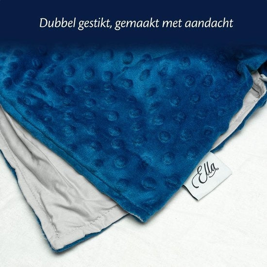 EL-Life - Kinder-Gewichtsdecke 2,4 kg - 90×120 cm – Kuscheldecke mit Gewicht – Inkl. Baumwollbezug in Blau & Grau