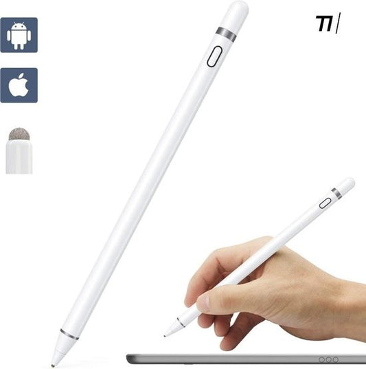 Tikkens Stylus Pen 2 in 1 Active Pencil - Für Tablet, Ipad, Android und Apple Phones - Weiß