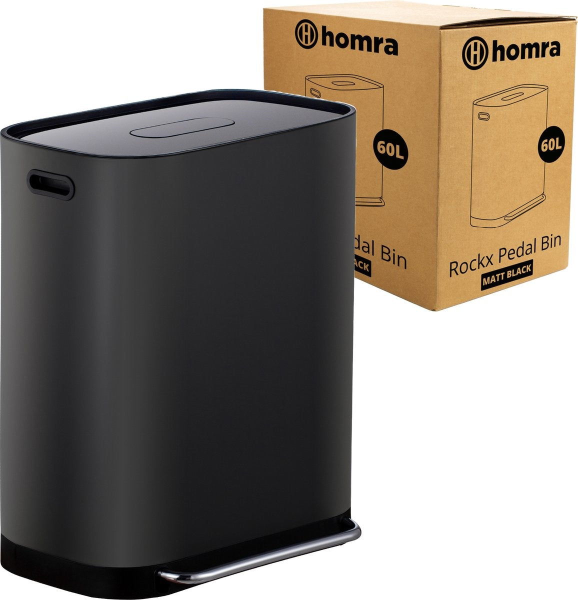Homra - Mülleimer - 2x30L - Mülltrennung - mit Geruchsfilter - Edelstahl - Schwarz