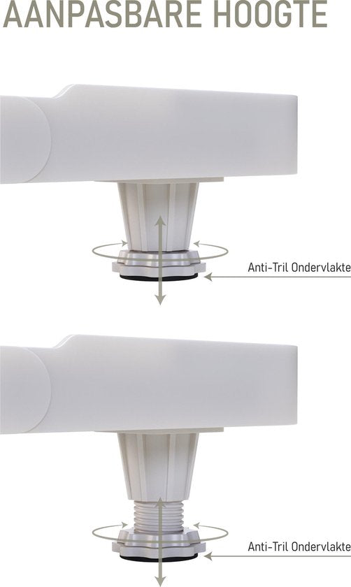 Noswo Waschmaschinenheber - Bis zu 300 KG - Verstellbares Multitool - Antivibrationsdämpfer - Auch für Geschirrspüler, Kühlschrank, Gefrierschrank und Trockner geeignet - 45/63 x 11/13 cm