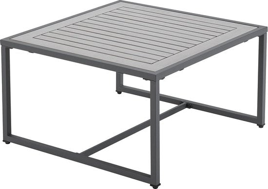 Juskys Lounge Set / Garten Set St. Tropez - 4 Personen - Stahl / Holz - Dunkelgrau - Inkl.