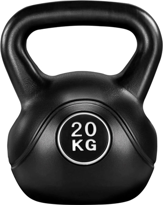 Yaheetech Kettlebell 20 kg - 27,5 x 26,5 x 34 cm - Features Ergonomischer Griff und Anti-Kratz-Kunststoff-Gehäuse und Zement-Füllung - für Krafttraining und Home Gym - Schwarz Kunststoff und Beton