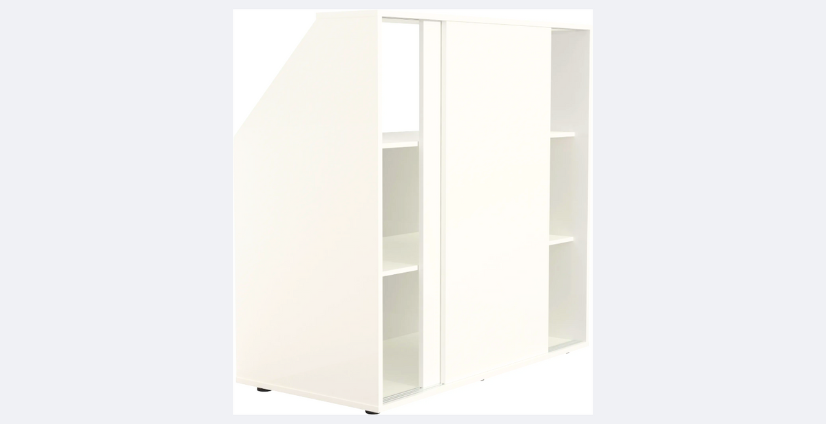 VDD Weißer Winkelwandschrank 100×100×50 cm - kompakter Stauschrank für Dachboden oder Schlafzimmer