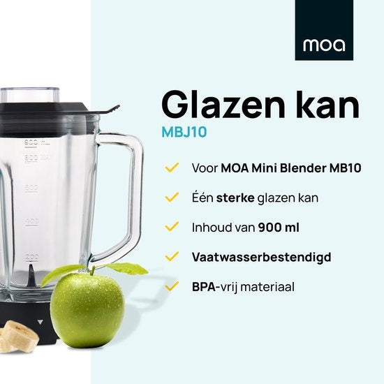 MOA Extra Glaskrug für Blender - Starker Mixbehälter - Geeignet für den Mini Blender MB10 - 900ml - MBJ10
