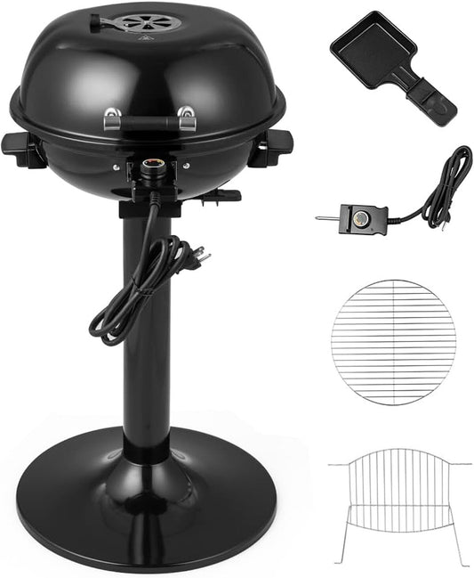 GrillMaster Elektrogrill 1600 W – 44 cm Grillrost – Schwarz/Rot – 52 x 44 x 82 cm
