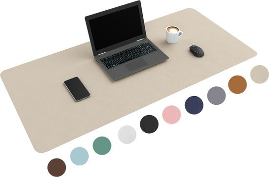 WURK - Professionelle Schreibtischunterlage Kunstleder - Schreibtisch-Organizer - 120x60 - Beige