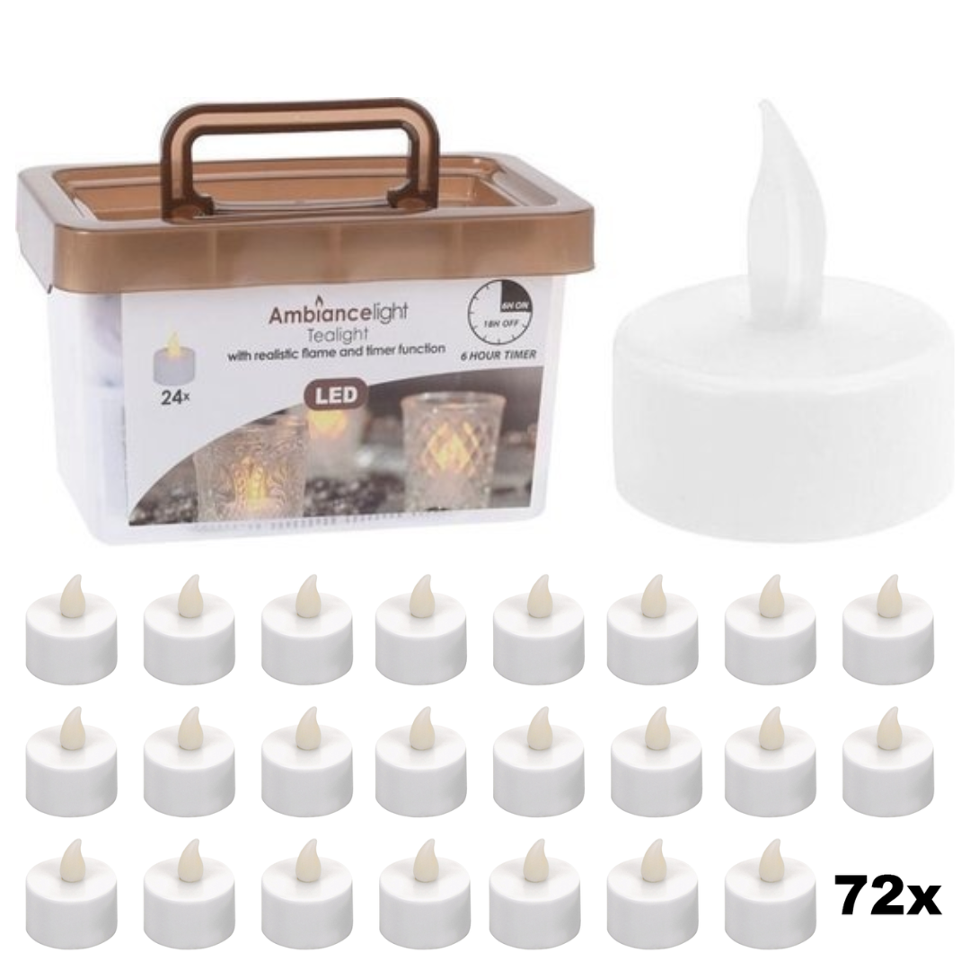 Teelichter LED - Box mit 72 Stück INKLUSIVE Batterie UND Timer