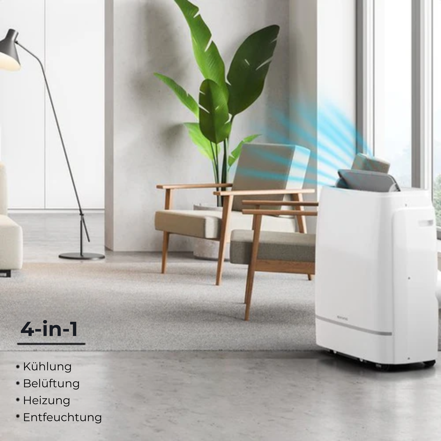 Auronic Mobile Air Conditioner - 12.000 BTU - 4-in-1 - Mit 2 Fensterdichtungs-Kits - Schlafzimmer - Wohnzimmer - Kühlen bis zu 35 m² - Weiß