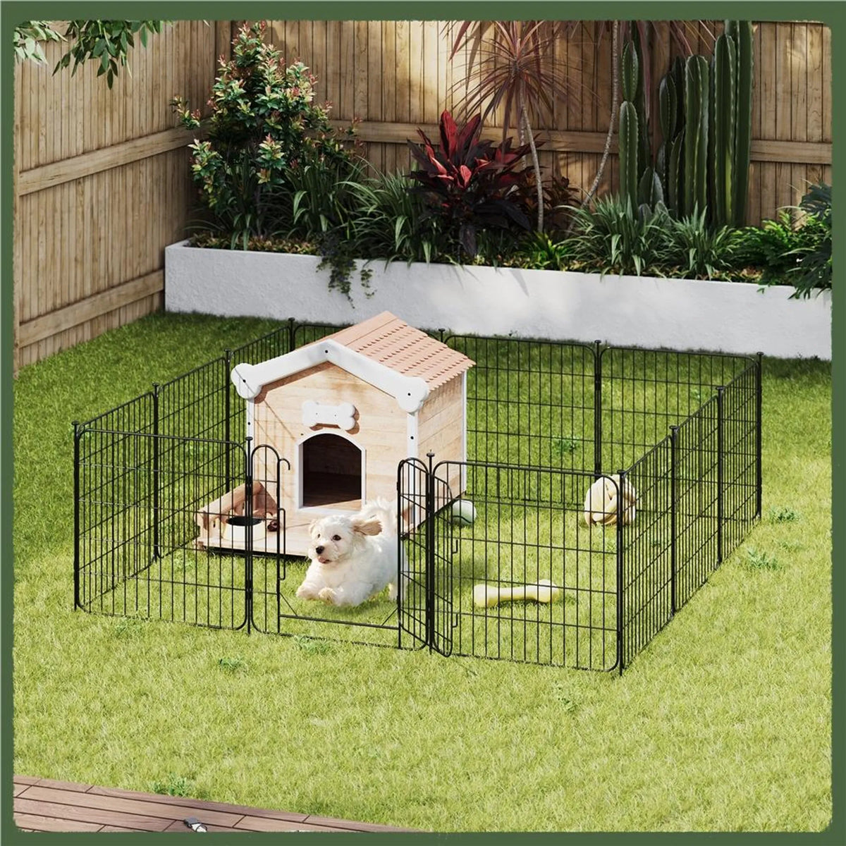 Yaheetech – Sicherer und flexibler Hundepark mit 8 Elementen, 60 cm – Mattschwarz – Metall