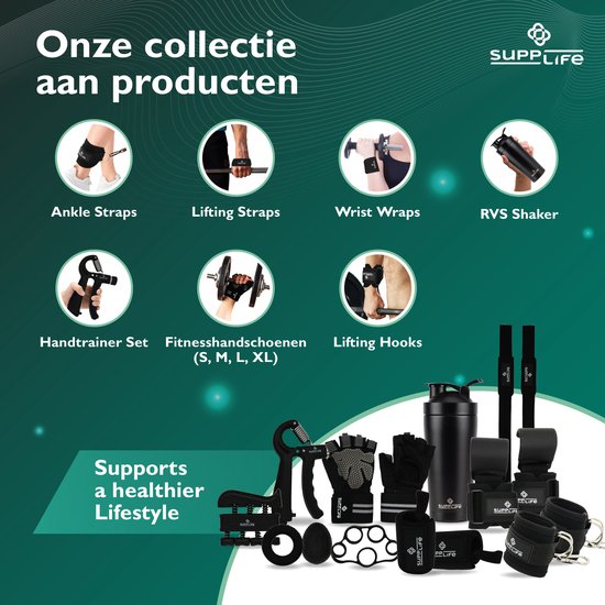 Supplife Handtrainer-Set, 5-teilig – Verstellbarer Handpresser mit Zähler – Grifftrainer & Griffball – Fingertrainer – Anti-RSI