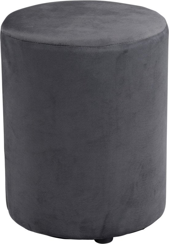 Arti Casa Fußhocker Rund Samt - Rund Samt Fußhocker 28x36 cm - Kompakter Sessel oder Hocker - Fußhocker für Wohnzimmer und Schlafzimmer - Grau
