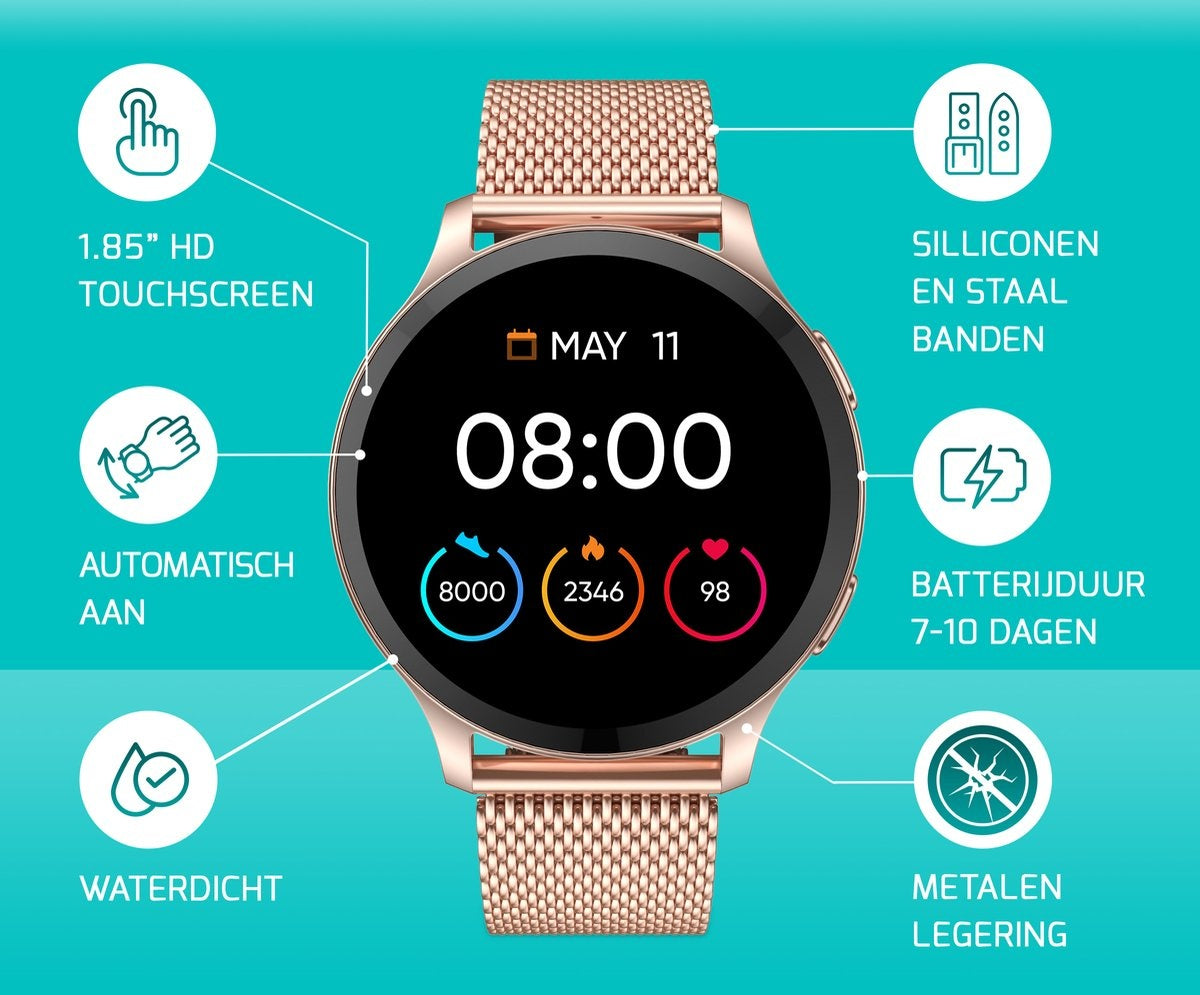FITAGE Sportuhr - Smartwatch - Schrittzähler - Pink
