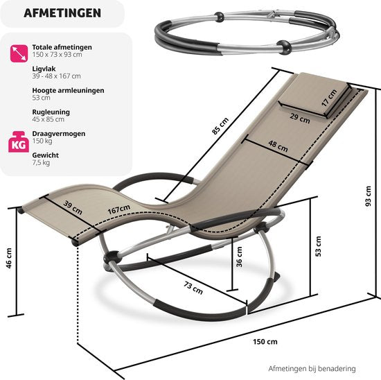 tectake - Sonnenliege - ergonomisch, faltbar - Kapazität 150 kg - beige -
