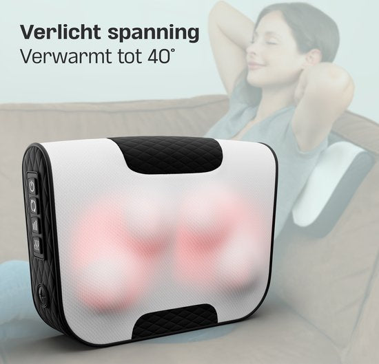 CozySense® Shiatsu-Massagekissen - Elektrisches & kabelloses Massagegerät für Nacken und Rücken - Wärmefunktion - Wiederaufladbar - Ergonomisch - Weiß