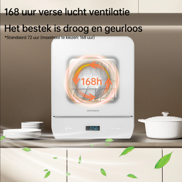 GORGENOX Tischgeschirrspüler für 3 Gedecke – 4-in-1 mit UV-Sterilisation