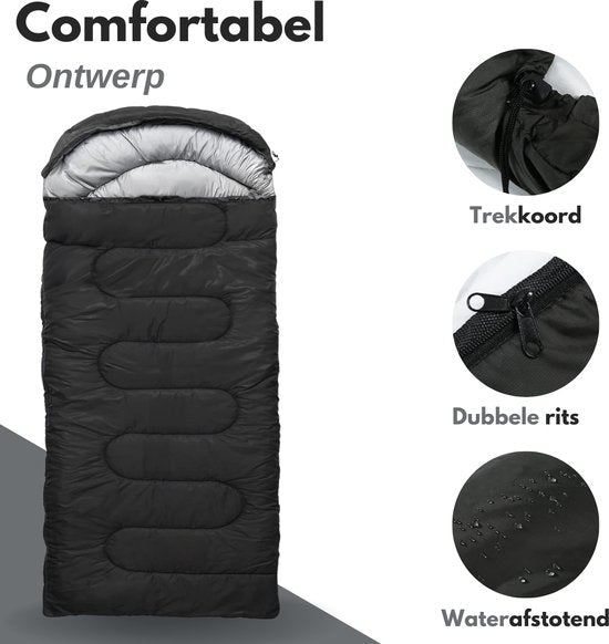 Vertrex Peak Comfort Mumienschlafsack Extra Warm - Schlafsäcke Erwachsene - Camping - Schwarz