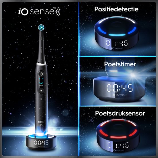 Oral-B iO 10 Elektrische Zahnbürste – Schwarz – inklusive Reise-Ladetasche und Aufbewahrungshalter für Bürstenköpfe