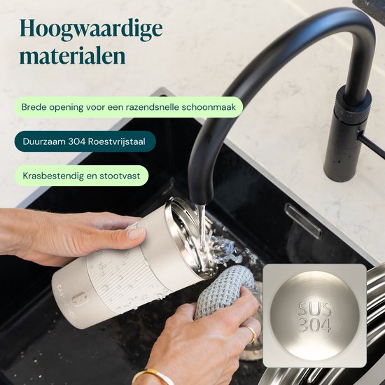 Castagnola Thermosbecher – Kaffeebecher zum Mitnehmen – Reisebecher für Kaffee und Tee – Teebecher – 510 ml – Edelstahl – Offwhite