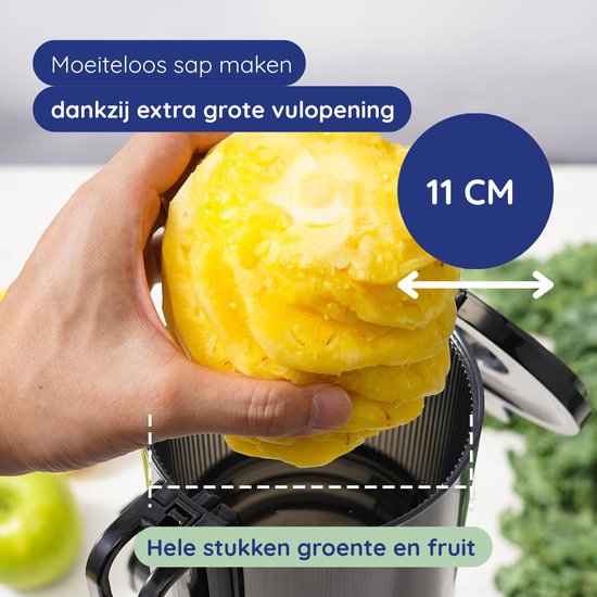 Safecourt Kitchen Entsafter - Für Obst & Gemüse - XXL Einfüllöffnung - Leistungsstarker Motor - Schwarz