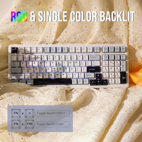 EPOMAKER x AULA F99 – Weiß/Blau – Mechanische kabellose Tastatur – RGB – 100 % – QWERTY – Gaming-Tastatur – Leobog Reaper Switch