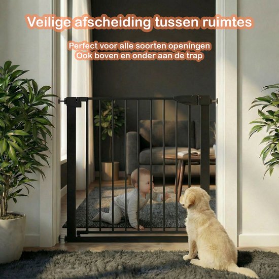 Treppengitter ohne Bohren – 76 bis 82 cm – Sicherheitsgitter – Klemmbefestigung – Kindergitter – Hundegitter – Schwarz