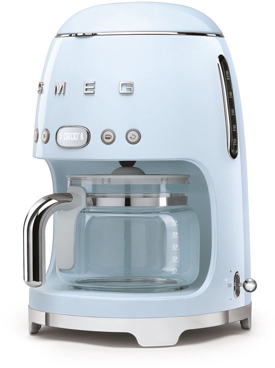 SMEG DCF02PBEU Filterkaffeemaschine – Kaffeemaschine – 10 Tassen – Warmhaltefunktion 40 Min. – Aromaeinstellung – Programmierbare Startfunktion – 50er-Jahre-Stil – Pastellblau