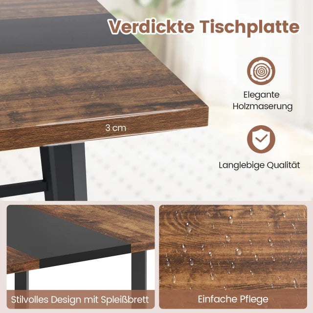 Coast-Konferenztisch Rustikal Braun/Schwarz – Quadratischer Konferenztisch mit Metallgestell – 100 x 100 x 75 cm