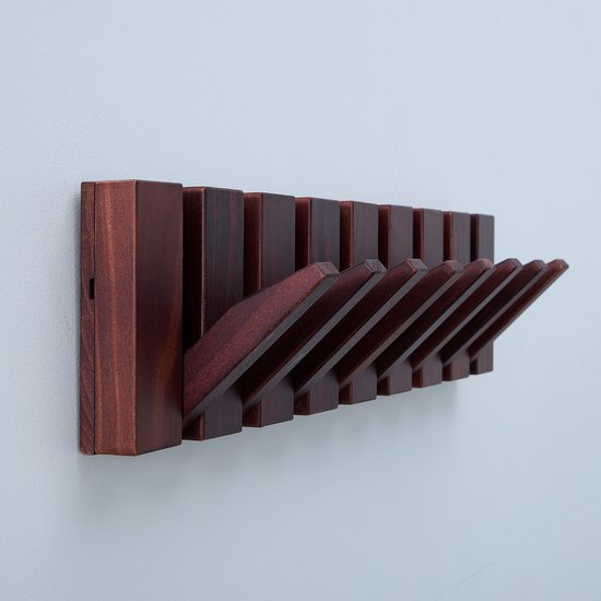 Urban State Piano Garderobe - dunkles Holz - Wandgarderobe - 8 Haken - Garderobenständer hängend - Walnuss Finish