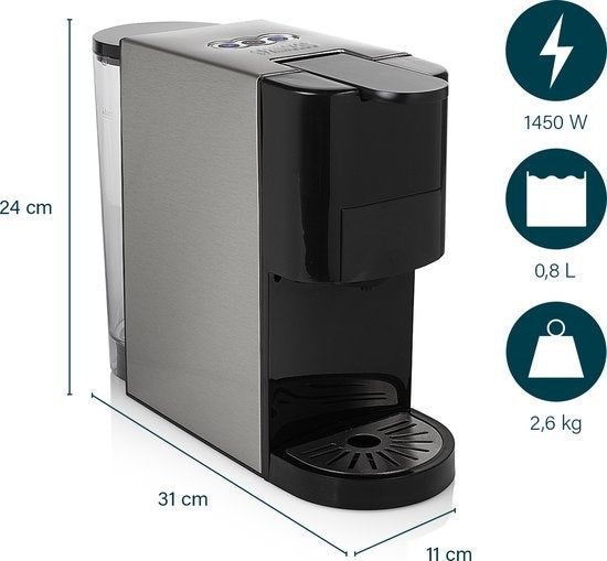 Princess 249450 Multi Capsule Filterkaffeemaschine - Stahl 4-in-1 - Geeignet für mehrere Kaffeesorten