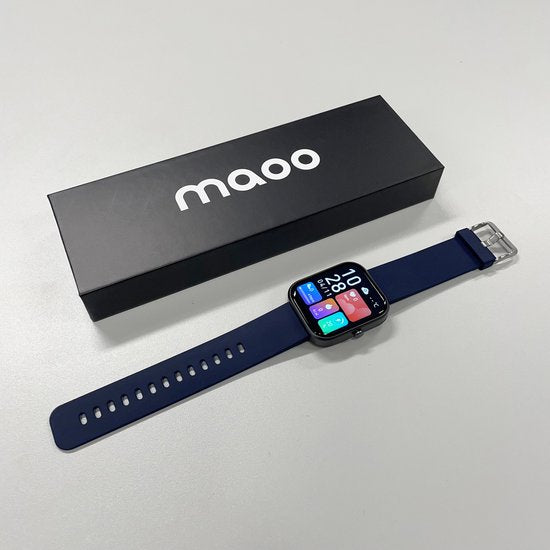 MAOO Smartwatch Damen und Herren - Valentinsgeschenk - Android und IOS - Volle Klingelfunktion - Schrittzähler - Herzfrequenzmesser - Blutdruckmesser - Multisport - GT Serie - Blau