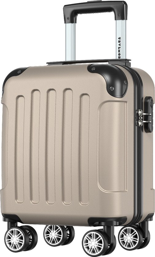 TRVLMORE Handgepäckkoffer – 40 x 30 x 20 cm – Unter-dem-Sitz-Koffer – 24 l – Zahlenschloss – 4 Rollen – Champagner