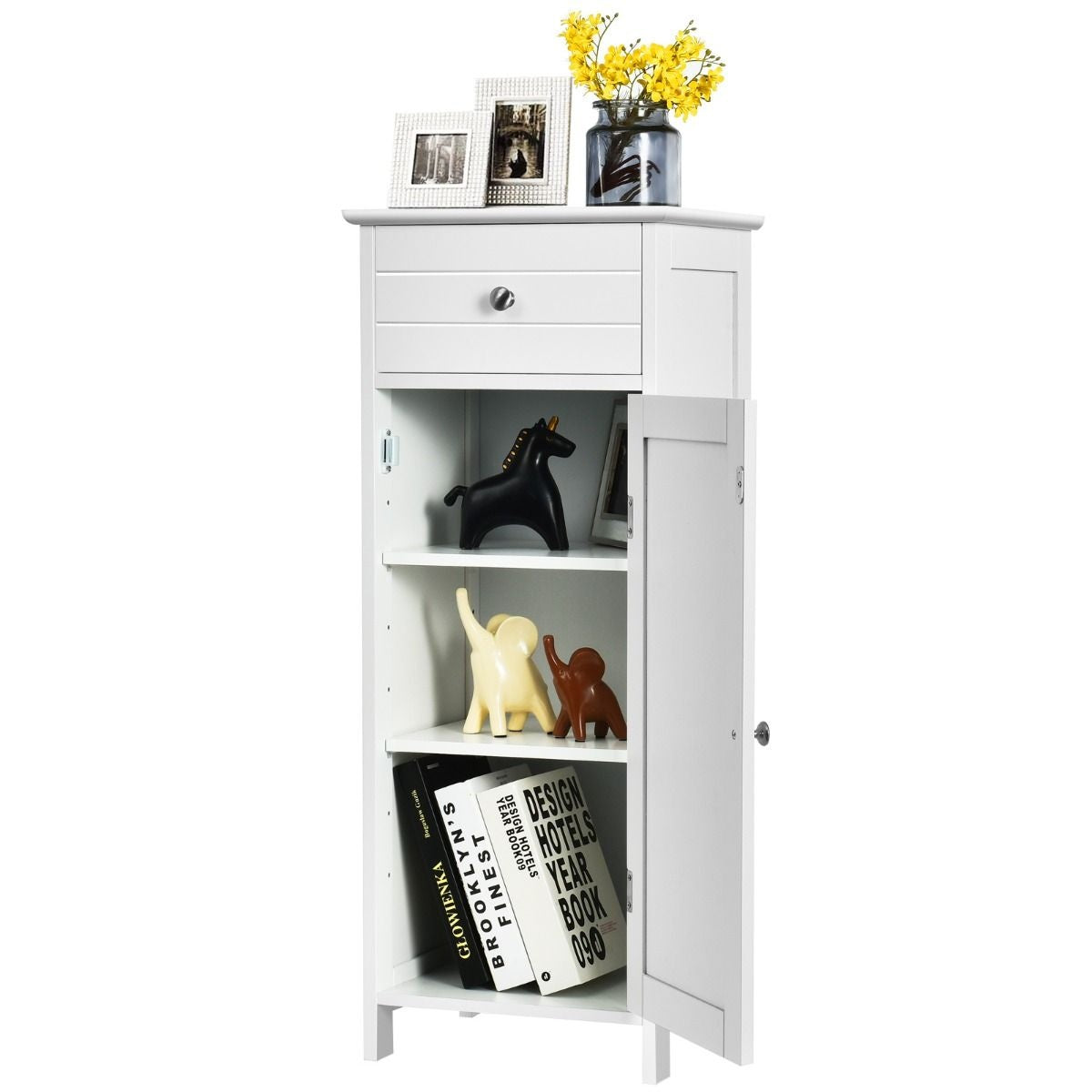 Coast Badezimmerschrank - 3 Einlegeböden und 1 Schublade - MDF - 35 x 30 x 87 cm - Weiß