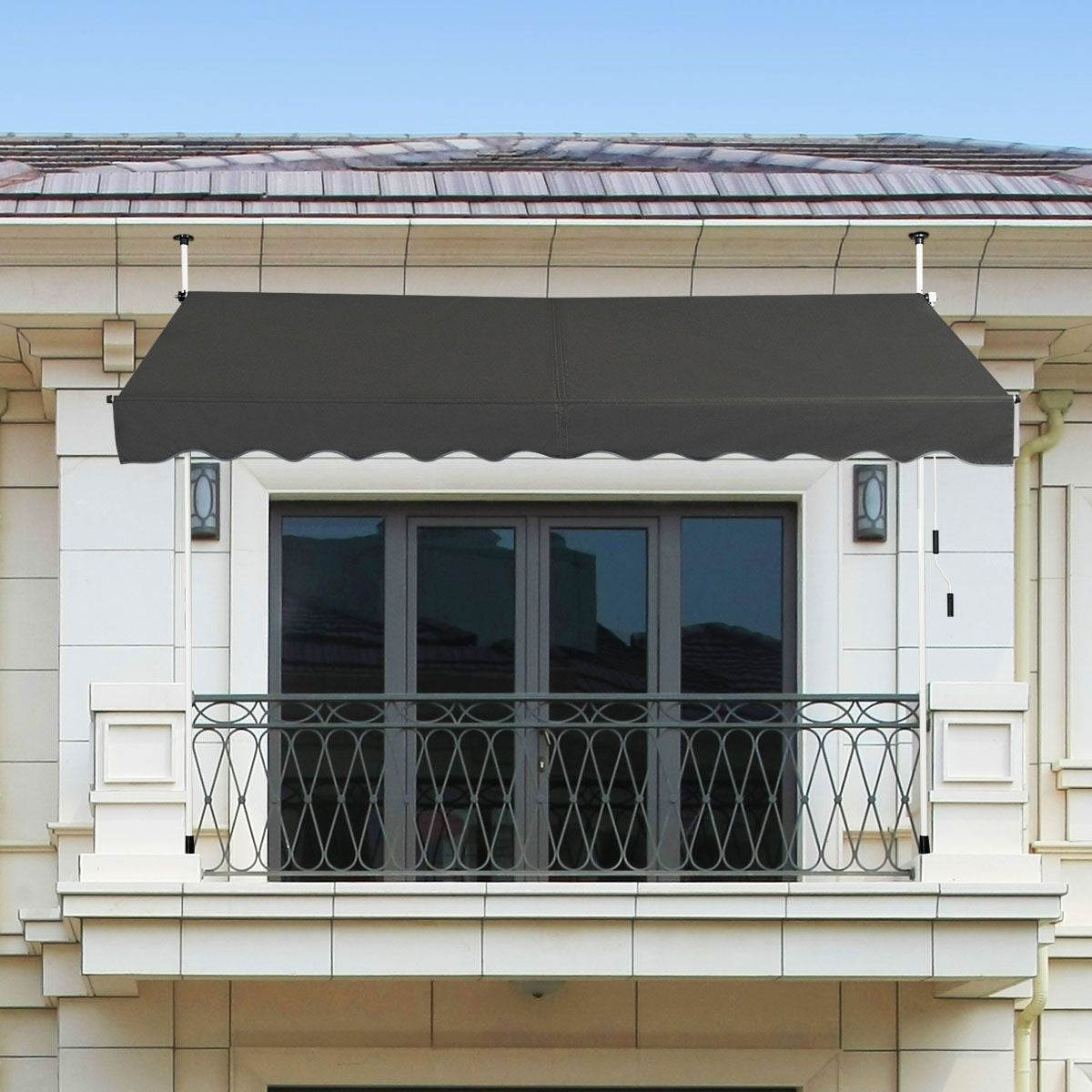 Coast Teleskopmarkise Sonnenschutz Höhenverstellbare wasserdichte Markise 300 x 120 cm Grau