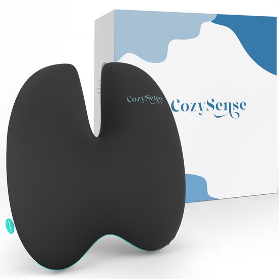 CozySense® Rückenstütze - Verstellbares Rückenkissen für den unteren Rücken - Lumbalkissen für Auto, Bürostuhl, Bett & Sofa - Ergonomisch - Mit Coolgel - Mittlere Festigkeit - Waschbarer Bezug