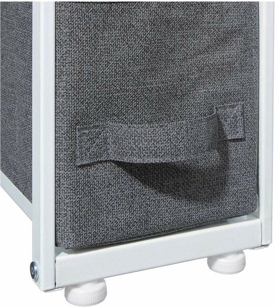 5Five Aufbewahrungskorb-Schrank/Badezimmerschrank – 4 Körbe – 20 x 48 x 77 cm – Metall/Holz/Stoff – dunkelgrau