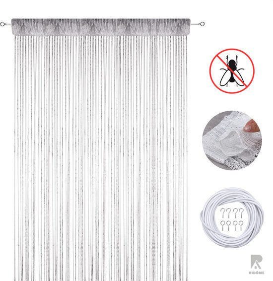 Ridôme Fliegengitter – Türgitter – Stilvoll – inkl. Befestigungsdraht – Fliegengitter aus Kunststoff – 100 x 200 cm – Weiß