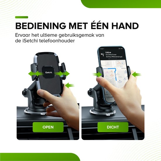 iSetchi Telefonhalterung - Auto - Extra starker Saugnapf - 3-in-1