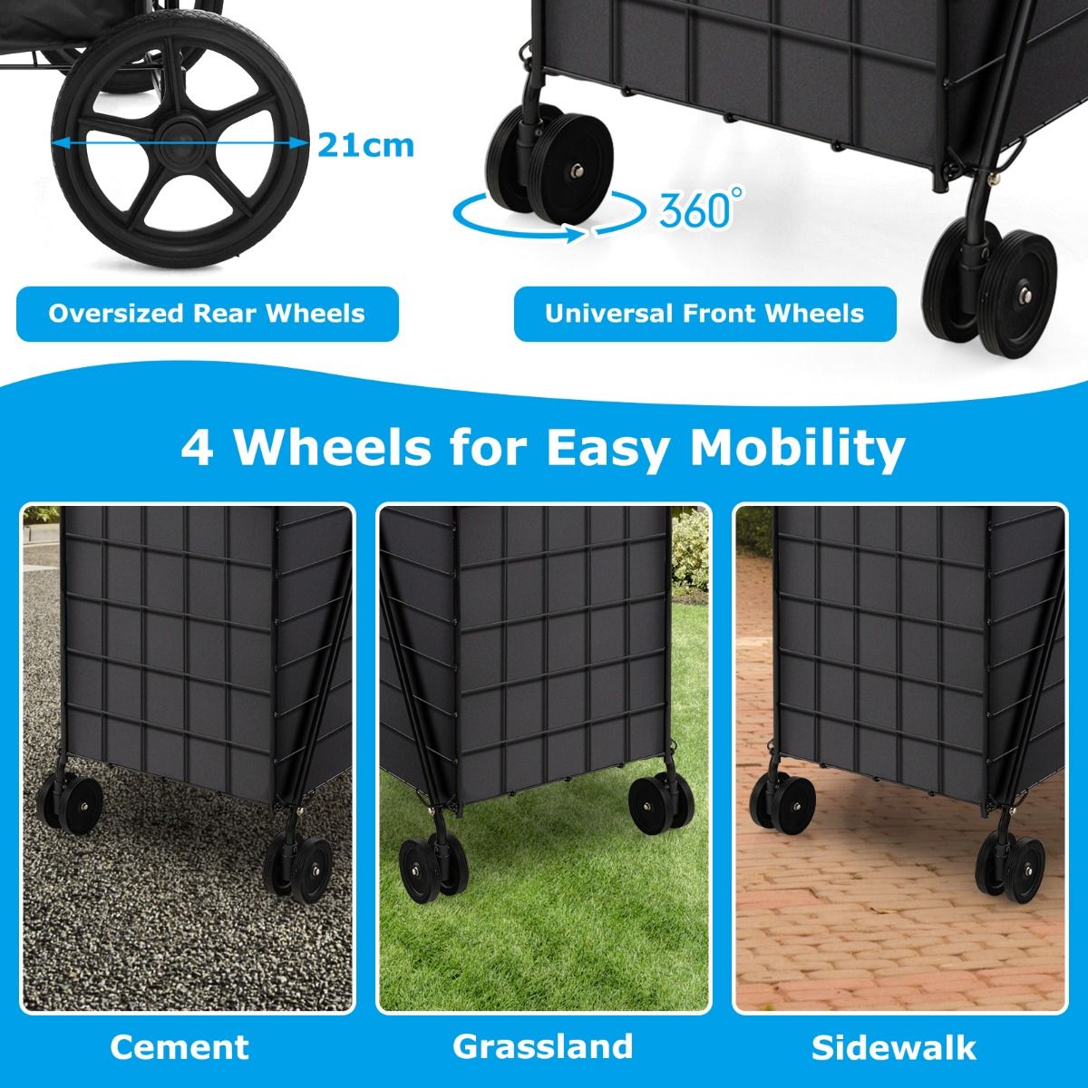 Coast Einkaufswagen - faltbar - 120L - Max. 40 kg - Metall - Schwarz