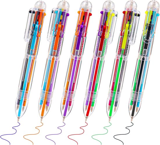 Partizzle 24x bunte Kugelschreiber - Kugelschreiber Handout Geschenke für die Schule - Kreative Farben - Grabbelton Stifte Geschenke für Kinder - 6 Farben