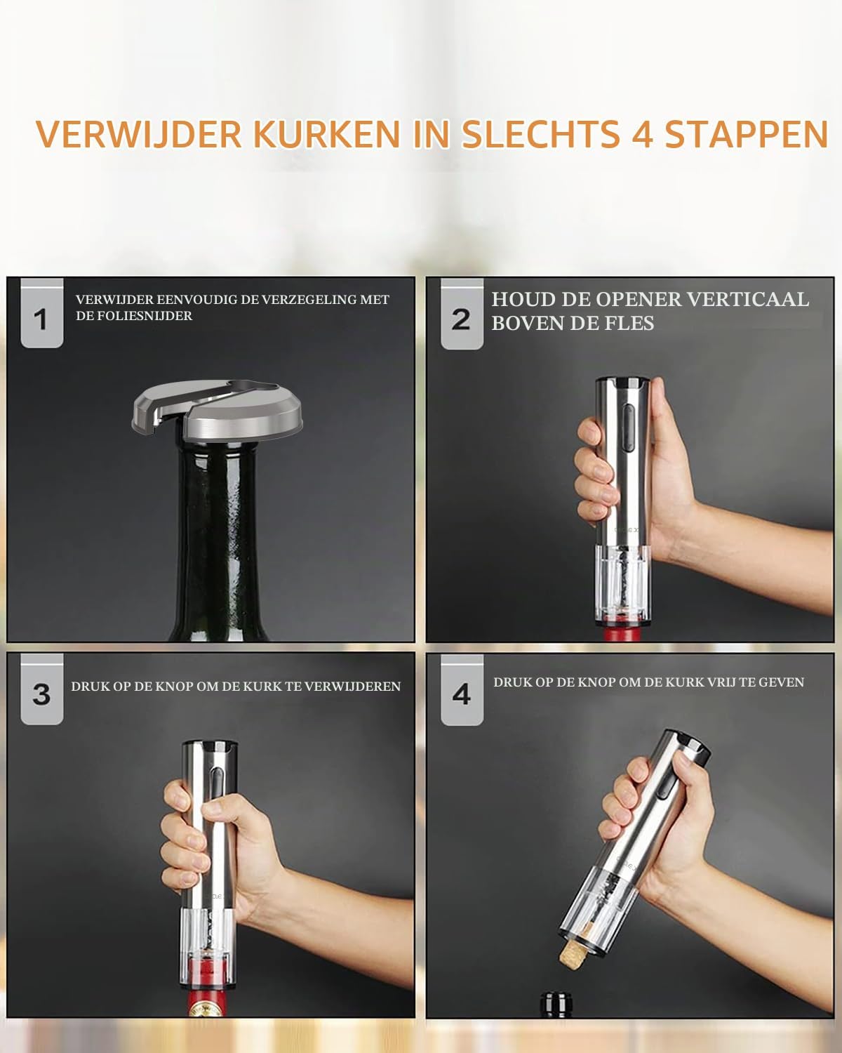 Circle Joy Elektrisches Weinöffner-Set – Wiederaufladbar mit Ladestation – Silber