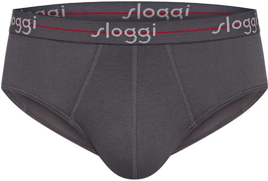Sloggi Start Midi 2er-Pack Slips - Männer - Baumwolle/Elastan - Regular Waist - Elastisches Band - Schwarz/Grau - Größe XL