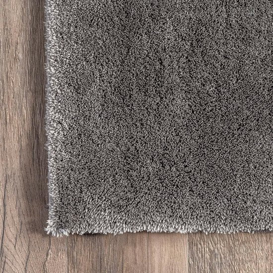 Flycarpets Solid – hochfloriges, waschbares, einfarbiges Teppich - Grau - Wohnzimmerteppich - 160 x 230 cm